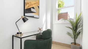 Two Bedroom Apartment with Balcony | Desk, laptop workspace, free WiFi, bed sheets