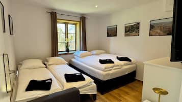 4 dormitorios, tabla de planchar con plancha, wifi y ropa de cama