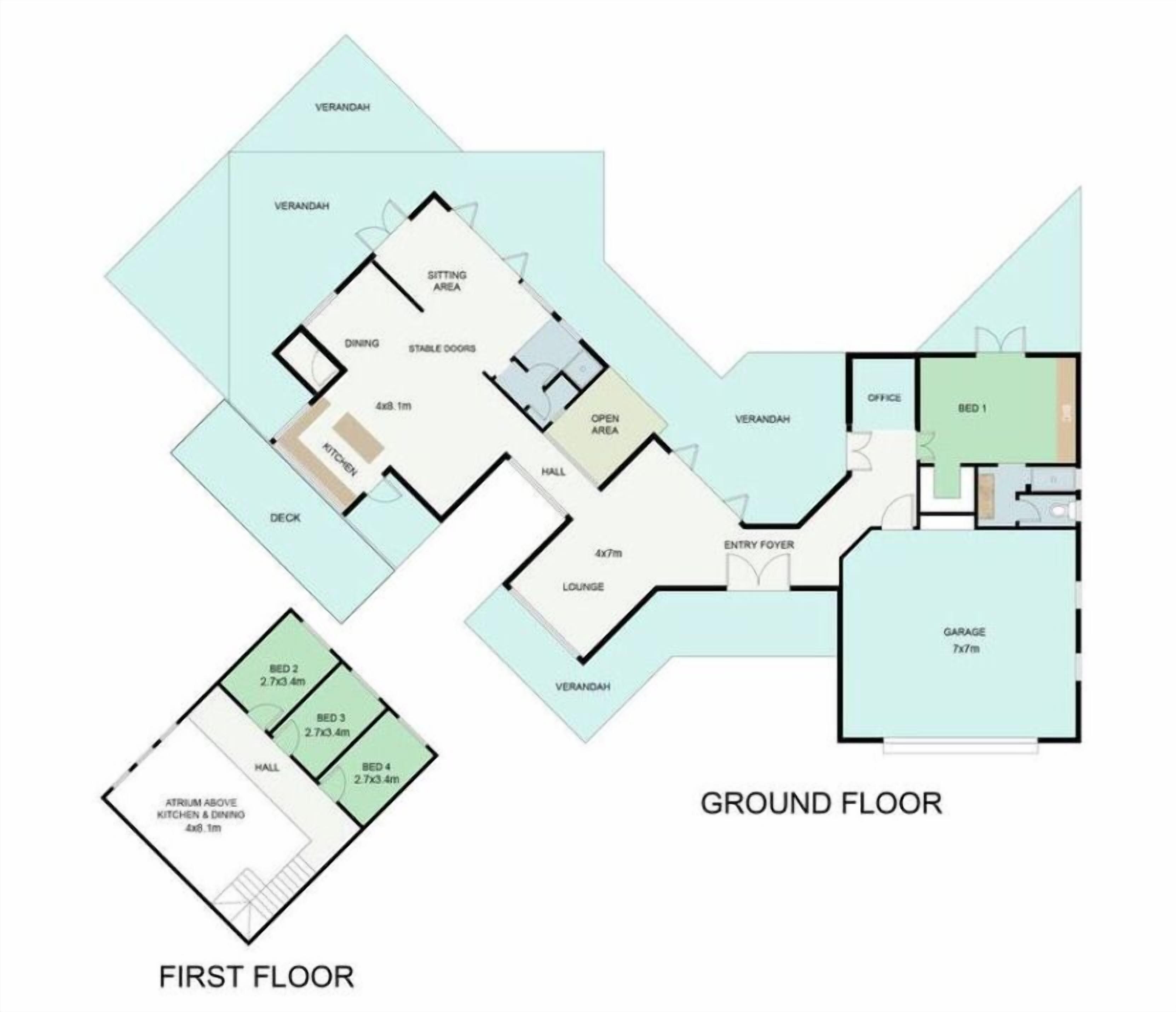 Un plan d’étage d’un immeuble comprenant plusieurs pièces, notamment une salle à manger, une cuisine, un salon, un bureau et plusieurs chambres.