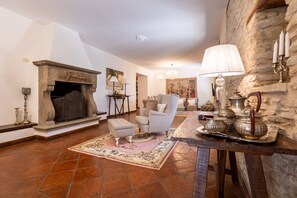 TV, fireplace - Villa Roncaglia by MMega (Fratte Rosa)