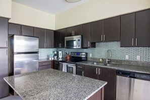 Fridge, dining tables
