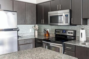 Fridge, dining tables