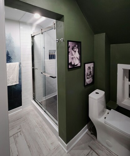 This is a private second-floor suite with its own entrance.