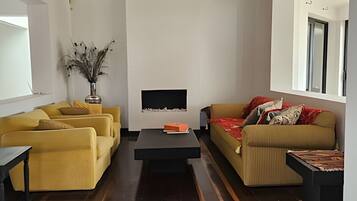 TV, fireplace, offices