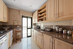 Fridge, microwave, oven, dishwasher