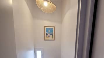 Douche, sèche-cheveux, serviettes fournies, savon