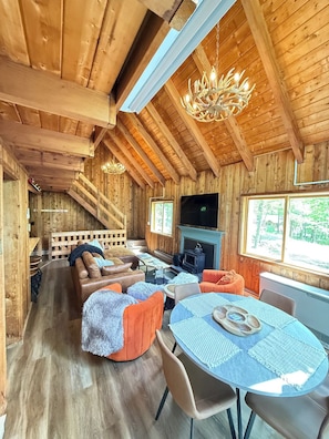 Smart TV, fireplace, video games