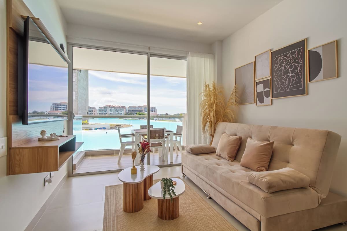 Luxury-Apartment, 1 Schlafzimmer, Buchtblick | Wohnbereich