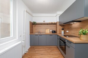 Fridge, oven, stovetop, dishwasher