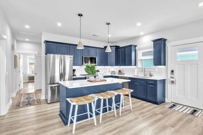 Fridge, microwave, oven, stovetop - Luxury 5BR with Heated Pool | Steps to Beach (Carolina Beach)