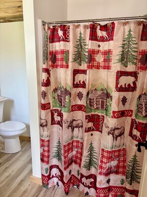 Douche, serviettes fournies, papier toilette