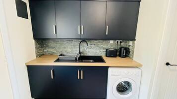 Fridge, microwave, oven, toaster