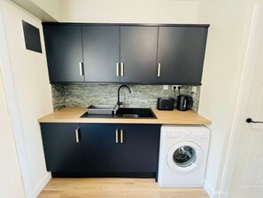 Fridge, microwave, oven, toaster