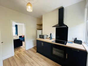 Fridge, microwave, oven, toaster