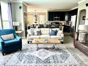 Smart TV, fireplace, stereo, offices