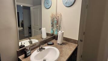 Shower, towels, toilet paper