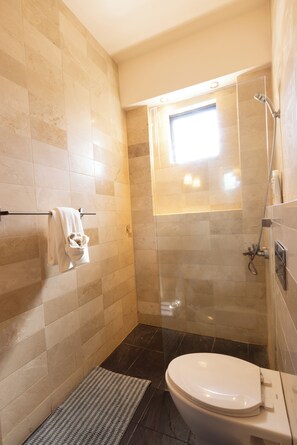 Dusche, Handtücher, Seife, Toilettenpapier