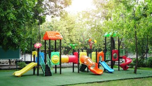 A playground with various slides and climbing structures. - amã Stays & Trails Kedar Villa, Mukteshwar (Mukteshwar)