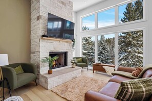 TV, fireplace, offices