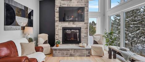 TV, fireplace, offices