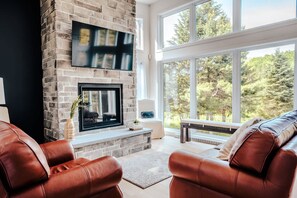 TV, fireplace, offices