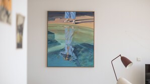 A painting of a person standing in water on a wall. - 3 bedroom accommodation in Sint-Idesbald (Sint-Idesbald)