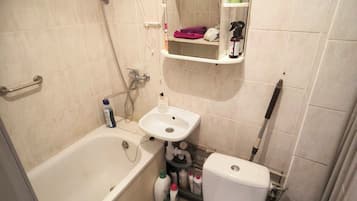 Hair dryer, towels, toilet paper