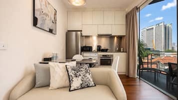 In-room safe, desk, laptop workspace, iron/ironing board