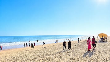 On the beach, white sand