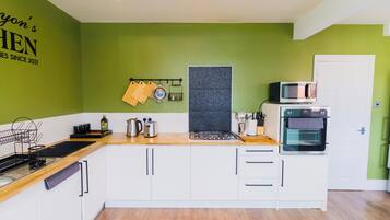 Fridge, microwave, oven, electric kettle