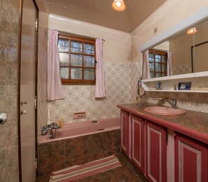 Hair dryer, bidet, towels, soap