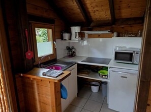 Fridge, microwave, stovetop