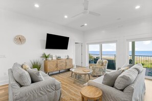 House, 4 Bedrooms, Private Pool, Beach View | Living area | 46-inch Smart TV with cable channels - The Great White Florida Beach House  (Port St. Joe)