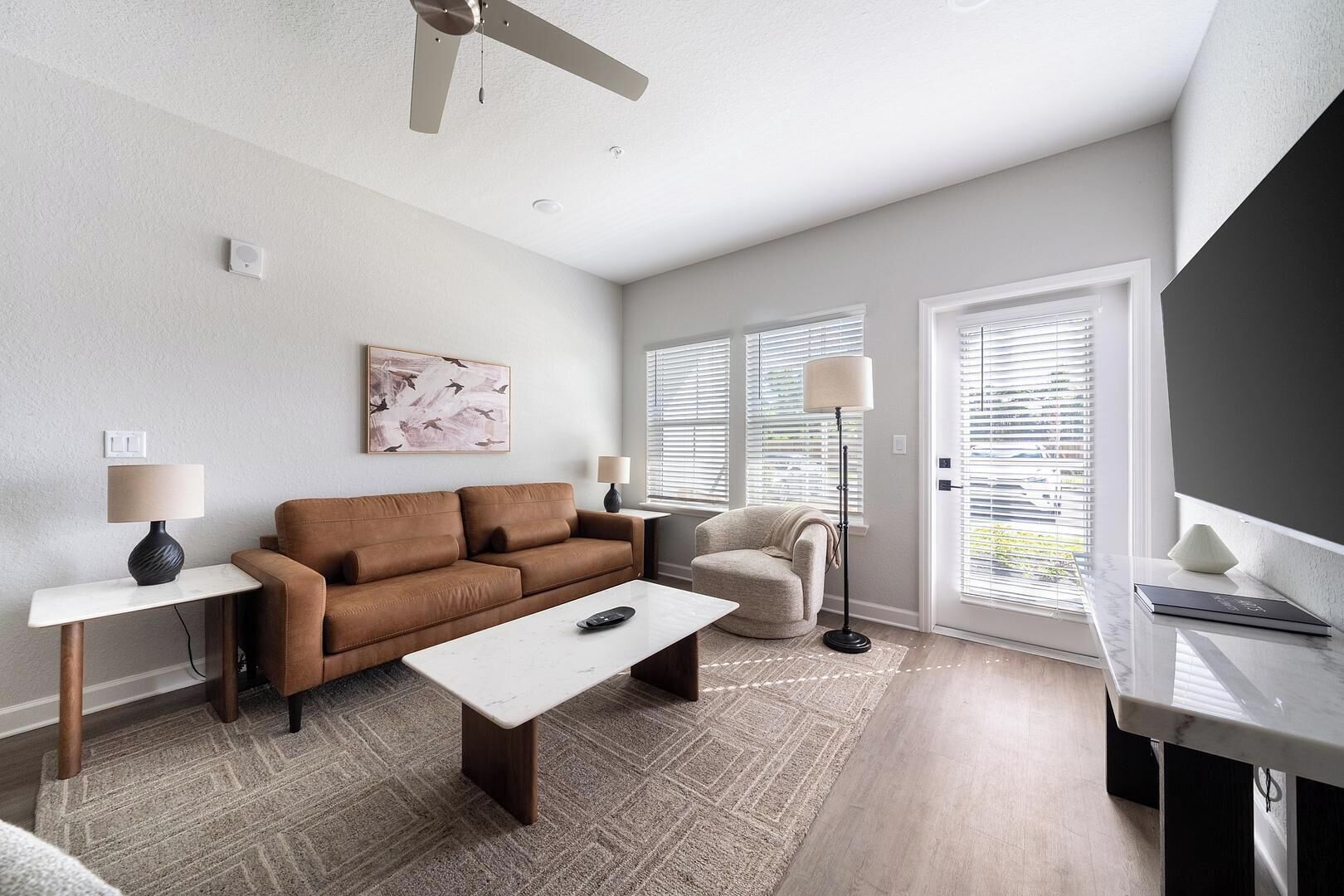 Apartment (1 Bedroom) | Living area | 50-inch Smart TV with digital channels