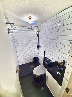Haartrockner, Bidet, Handtücher, Seife