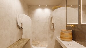 Shower, free toiletries, hair dryer, bathrobes - Grecale Filoxenia (Stegna)