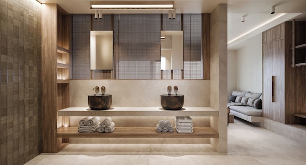 Shower, free toiletries, hair dryer, bathrobes - Grecale Filoxenia (Stegna)