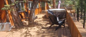 Cozy 2-bedroom cabin in beautiful Strawberry/Pine with AC, WiFi, Hot tub,  deck.