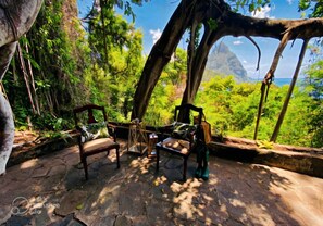 Terrace/patio - Enchanting Soufrière Stay | Spa, Pool & Breakfast + Breathtaking Pitons Hikes (Palmiste)