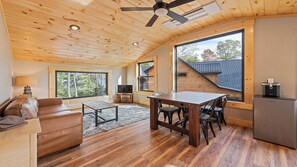 Smart TV, fireplace, table football, ping pong