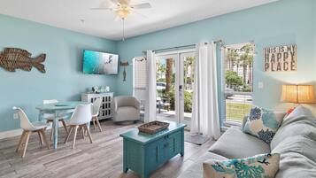 Condo, 1 King Bed with Sofa bed (Caribbean Dunes 105) | Living area