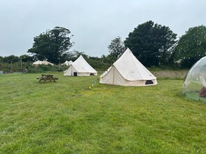 Cabin | Outdoor dining - Cozy Dog Friendly Hot Tent With Log Burner & Logs (Gaerwen)