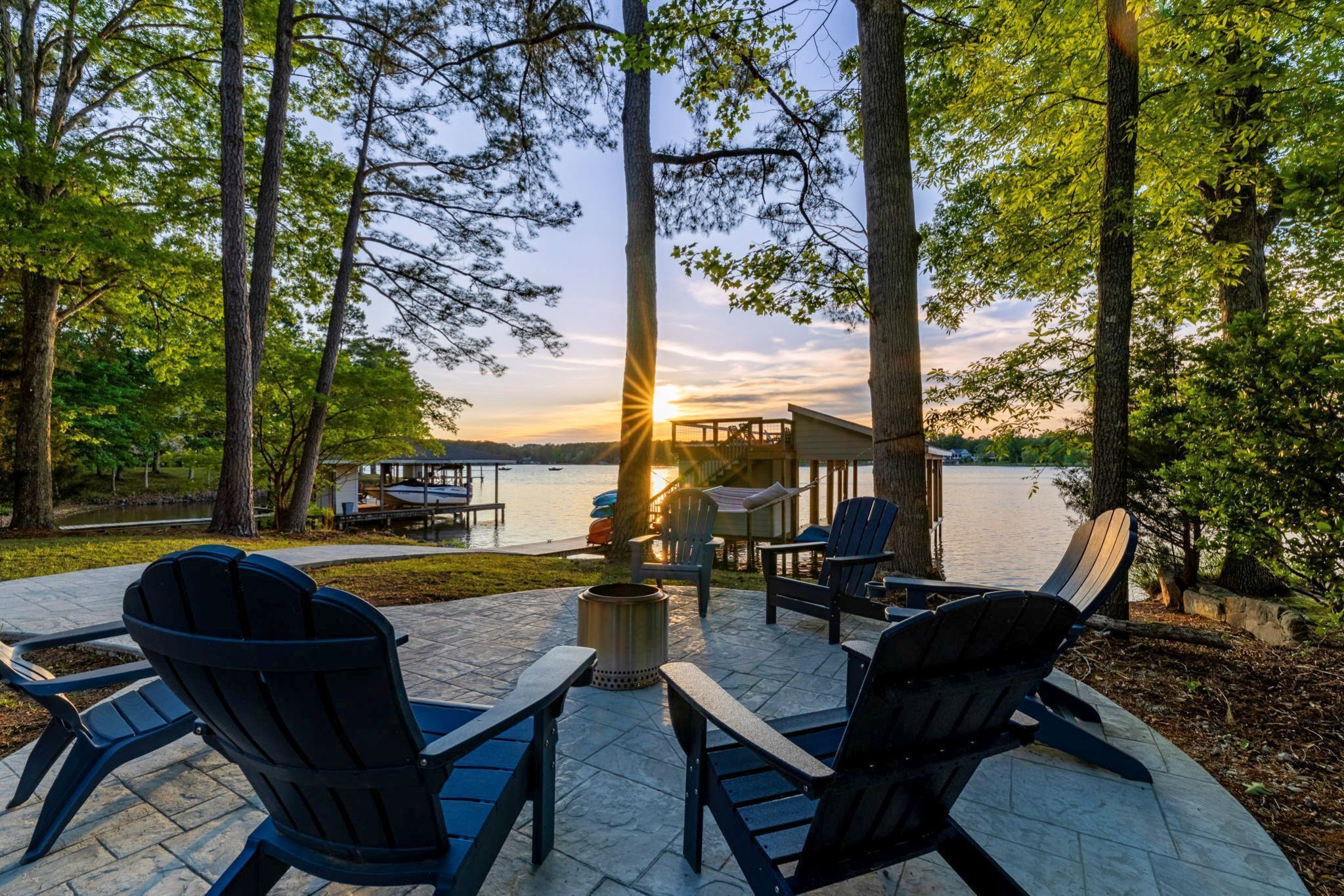 Outdoor patio with solo stove firepit