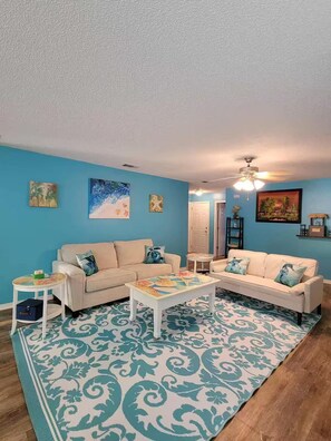 Smart TV, video games, DVD player, foosball