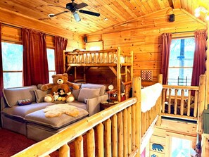 Smart TV, fireplace, video games, DVD player