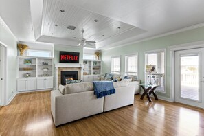 Smart TV, fireplace, video games