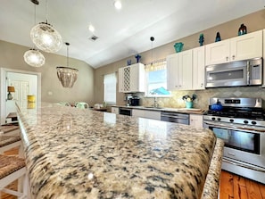 Fridge, microwave, stovetop, dishwasher - 4BR Coastal Escape | Gulf Views, Private Deck, Walk to Beach (Port Bolivar)