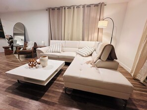 تلفزيون ذكي، مدفأة، كُتُب، مكتبة موسيقى