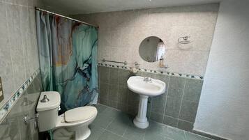 Shower, soap, toilet paper