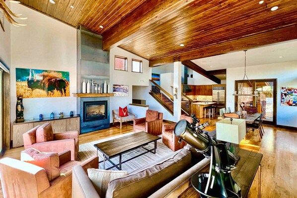 TV, fireplace